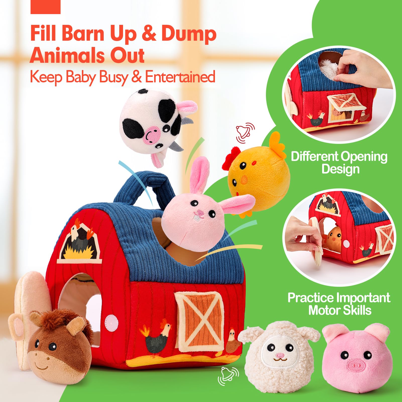 Foto 5 pulgar | Juguetes De Peluche Para Animales De Granja Hahaland Surprise Barn, De 6 A 12 Meses - Venta Internacional.