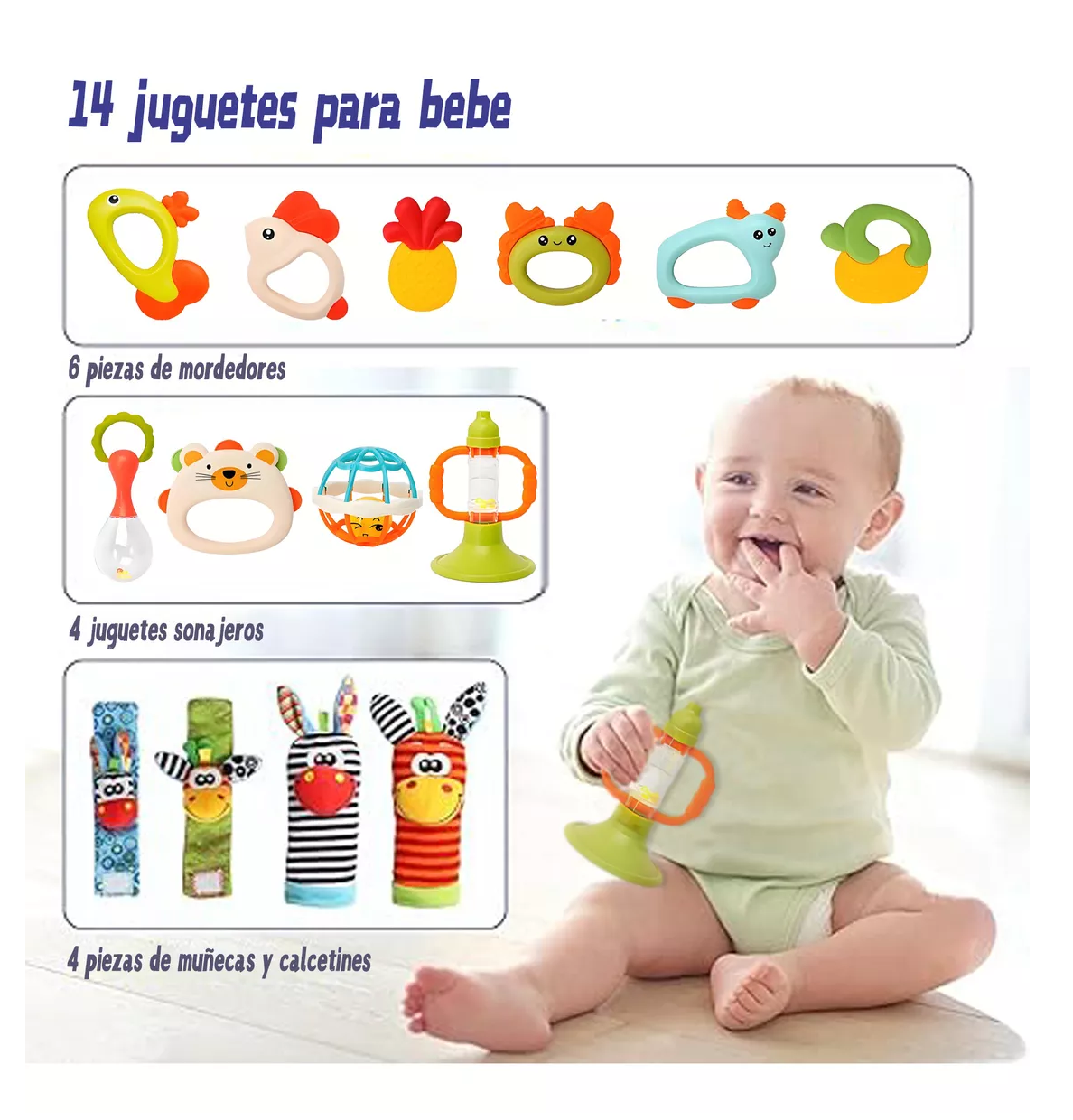 Foto 4 pulgar | Sonajas Calcetines Juguetes Multicolor para Bebes