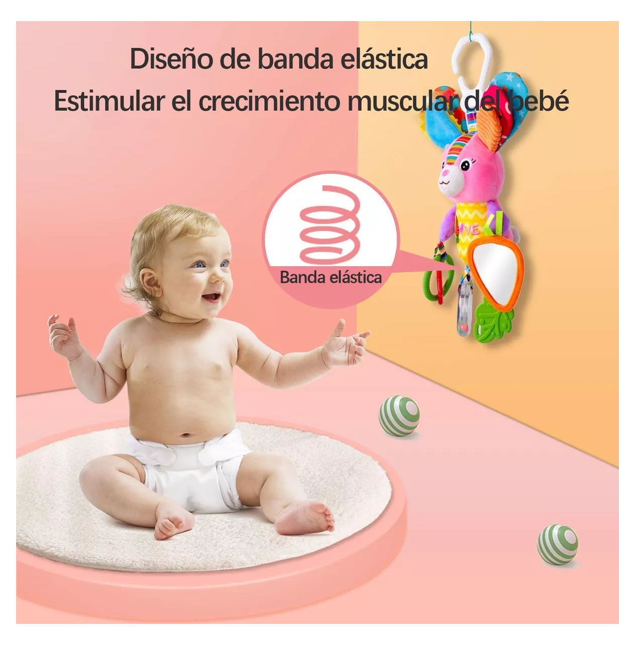Foto 5 pulgar | Peluche Sonaja Y Mordedera De Bebé Lab.g Para Carriola, Cuna Colores