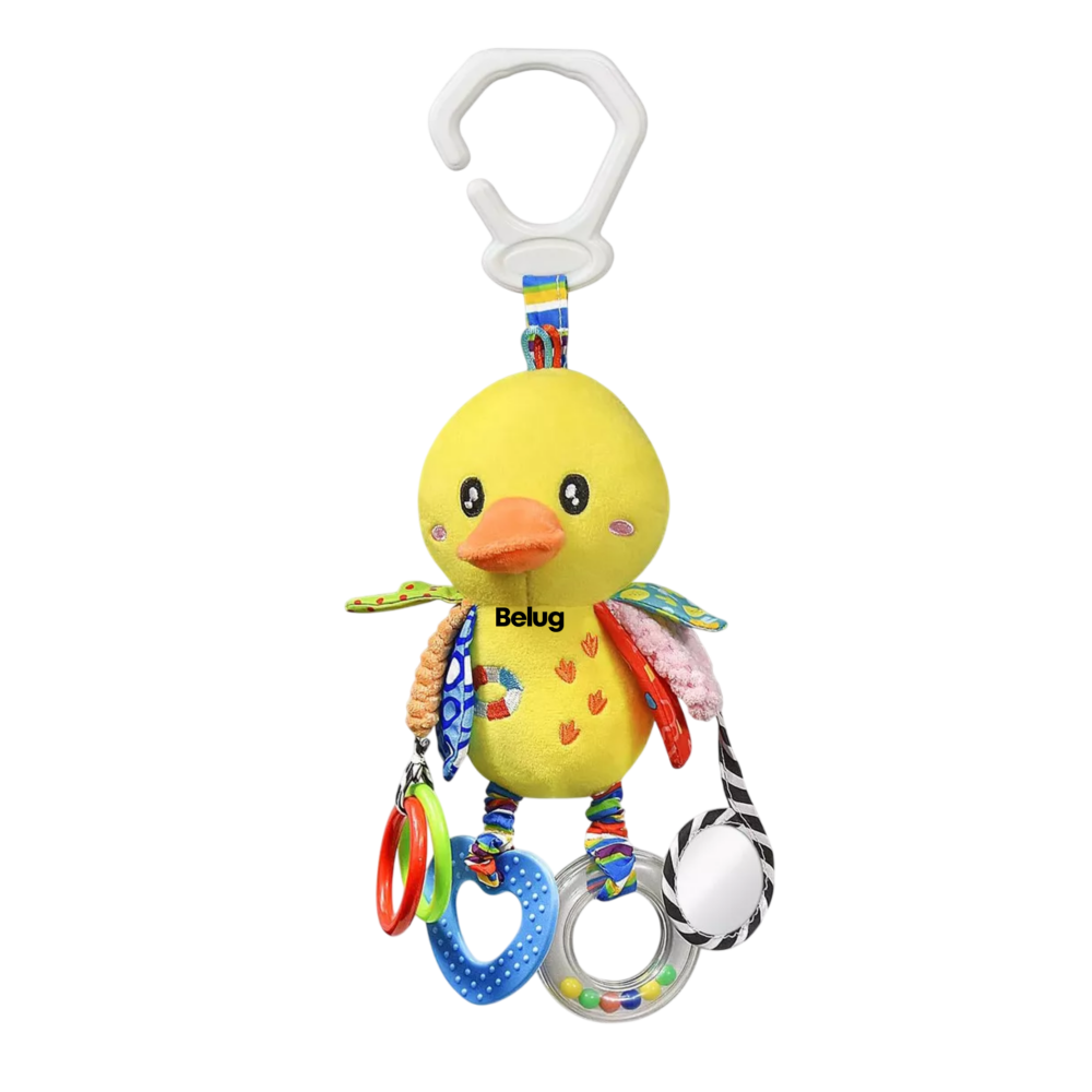 Juguete Peluche Sonaja Mordedera Texturas Estimulación Bebé, Belug Amarillo