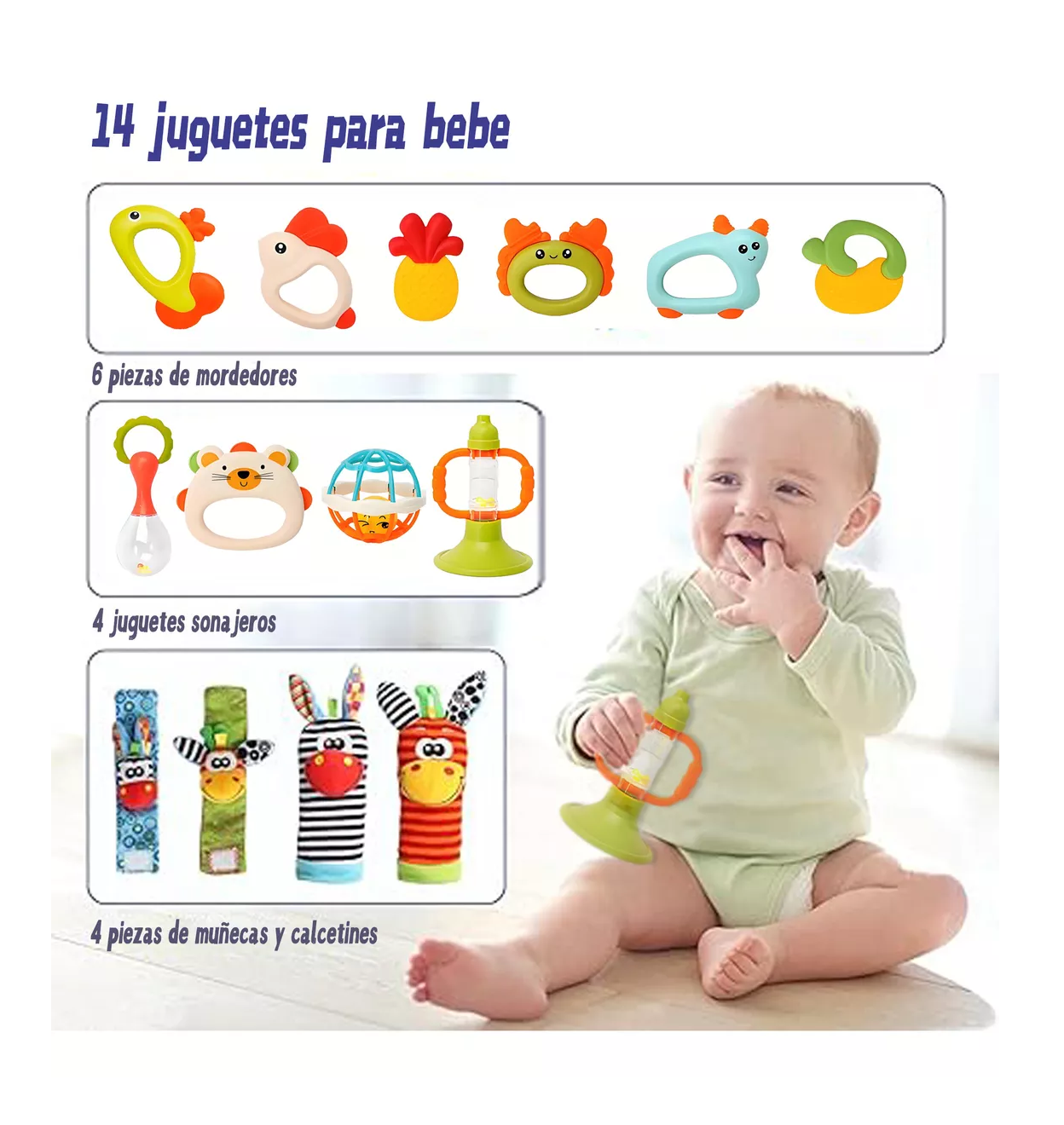 Foto 4 pulgar | Sonajas Para Bebe Calcetines Juguetes Para Bebes De 3 Meses Multicolor