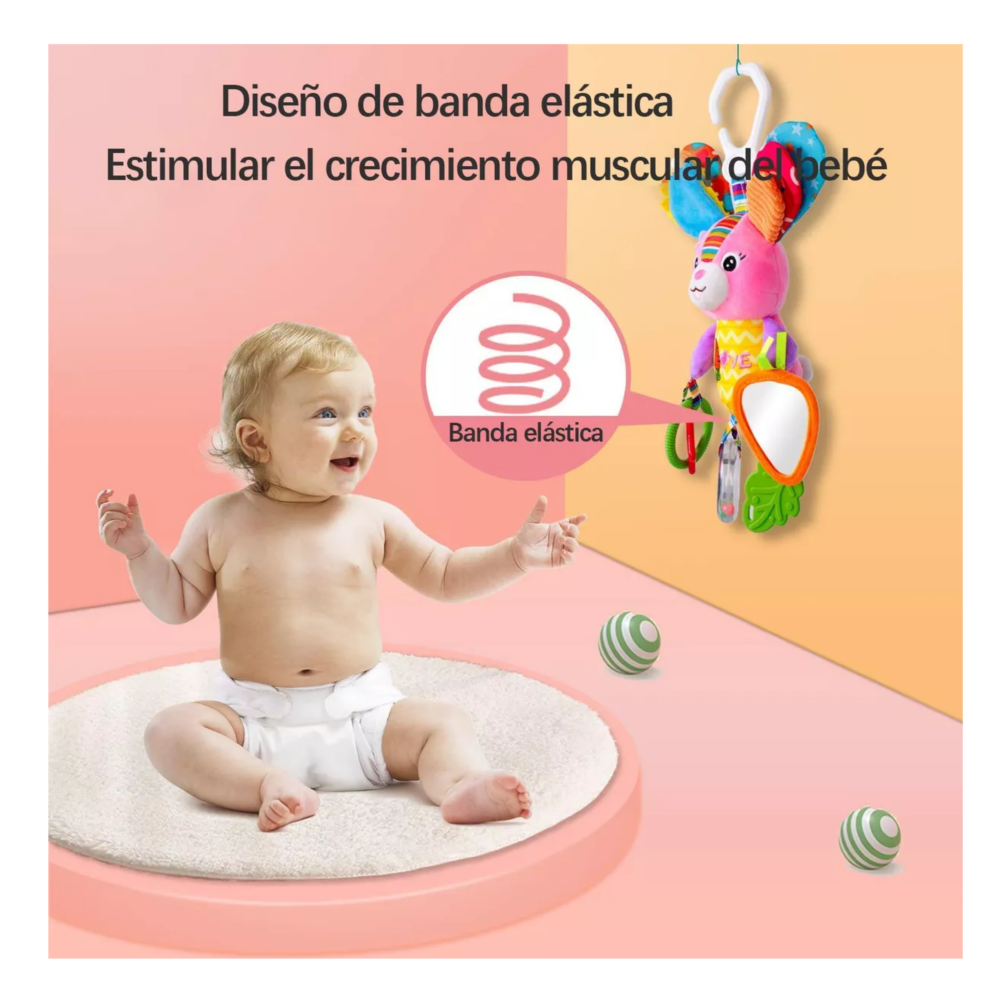 Foto 5 pulgar | Peluche Sonaja Y Mordedera De Bebé Para Carriola, Cuna Belug Colores