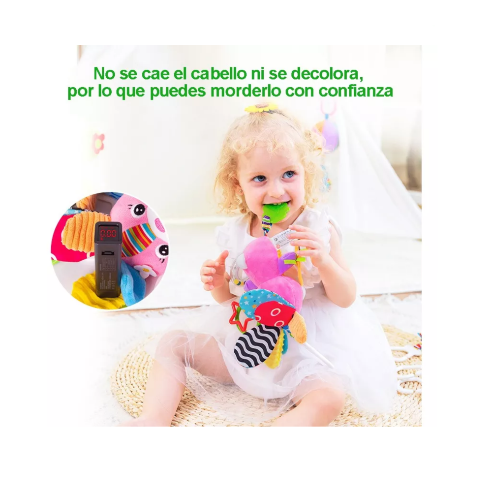 Foto 6 pulgar | Peluche Sonaja Y Mordedera De Bebé Para Carriola, Cuna Belug Colores