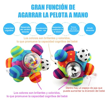 Foto 3 | Xtellar Juguete Educativo Sensorial - Bola Sonaja De Texturas, Estimulación Táctil Y Visual Para Bebé