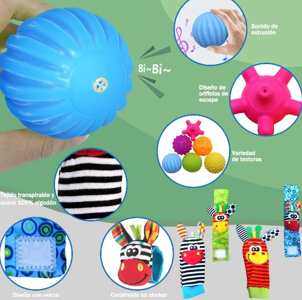 Foto 3 | Set De Juguetes Sensoriales Xtellar Para Bebés – Pelotas Didácticas Y Accesorios Para Estimulación Temprana