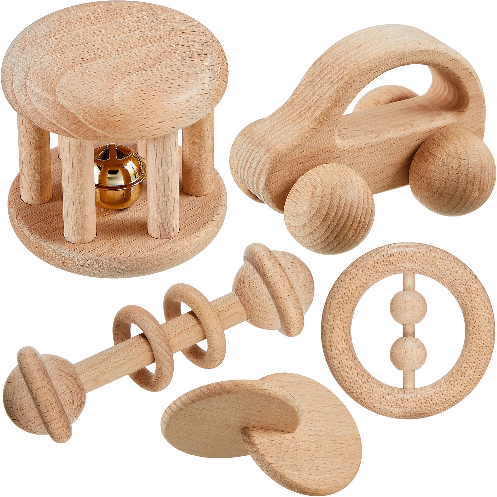 Foto 2 pulgar | Sonajeros de Madera para Bebés Zhanmai 5 Piezas - Venta Internacional