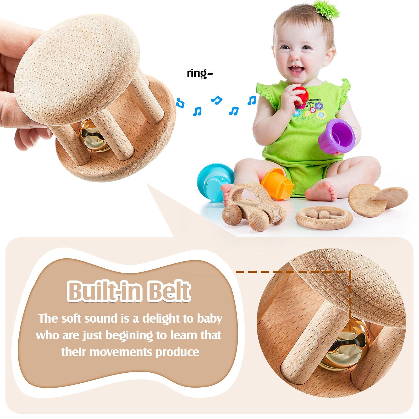 Foto 3 | Sonajeros de Madera para Bebés Zhanmai 5 Piezas - Venta Internacional