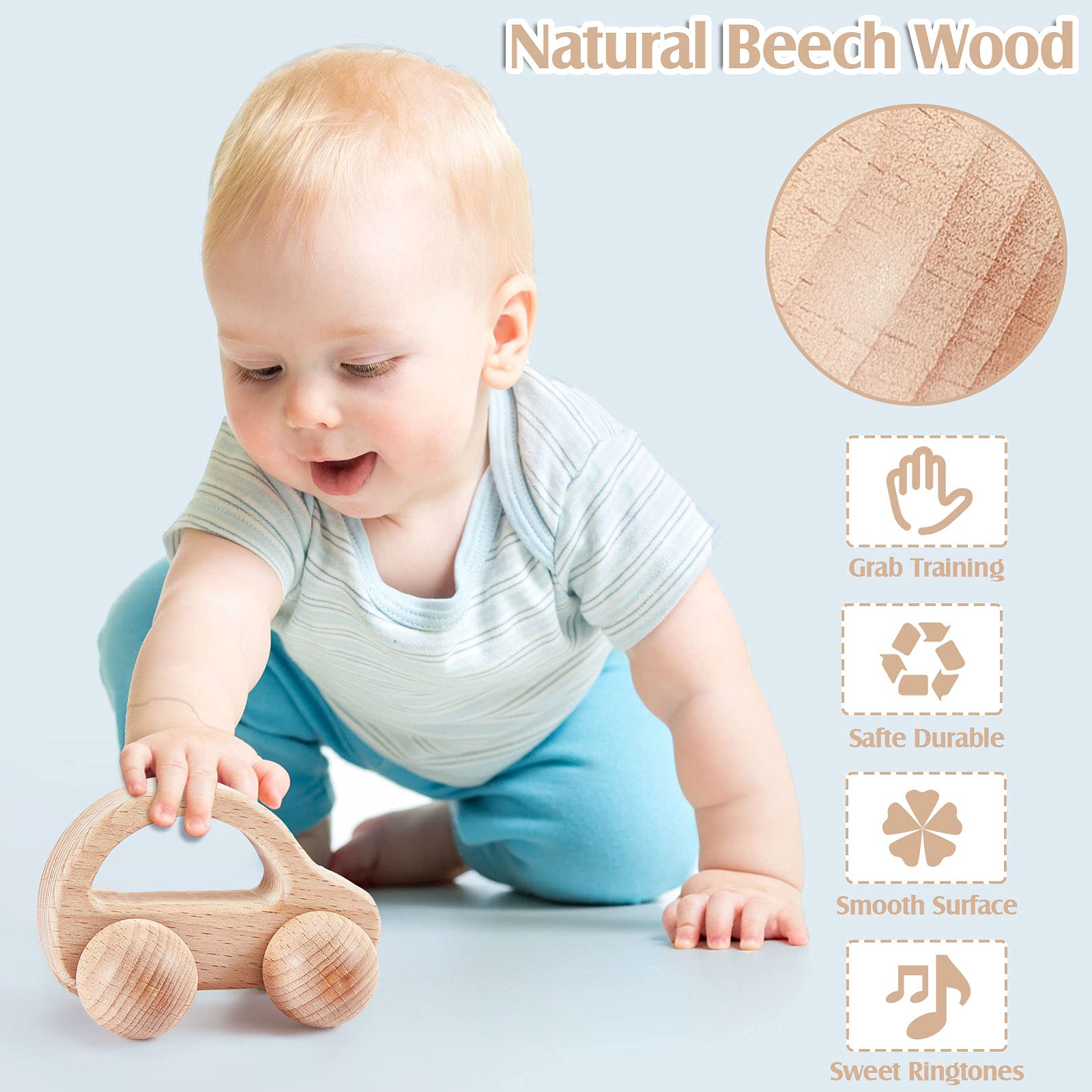 Foto 5 pulgar | Sonajeros de Madera para Bebés Zhanmai 5 Piezas - Venta Internacional