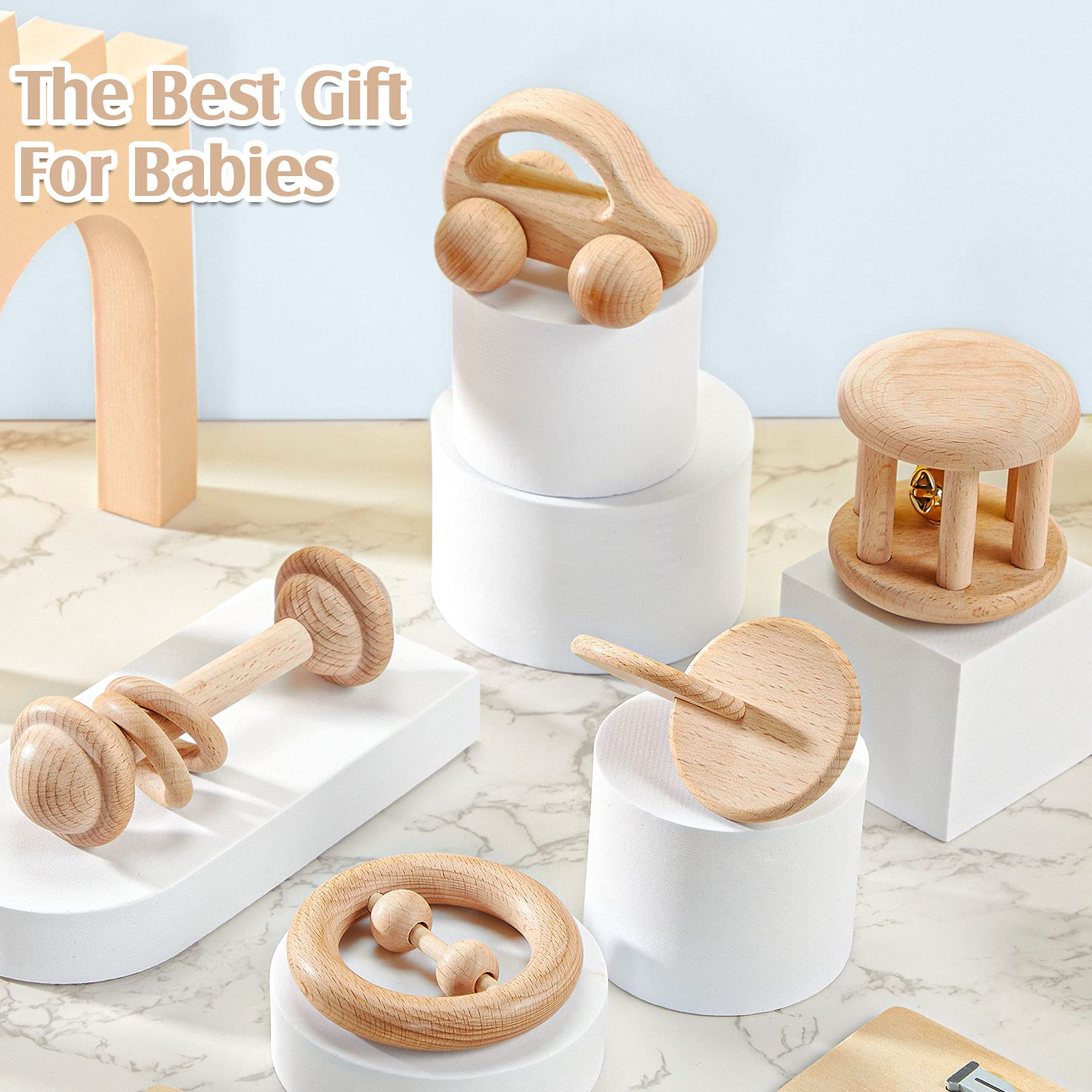 Foto 8 pulgar | Sonajeros de Madera para Bebés Zhanmai 5 Piezas - Venta Internacional