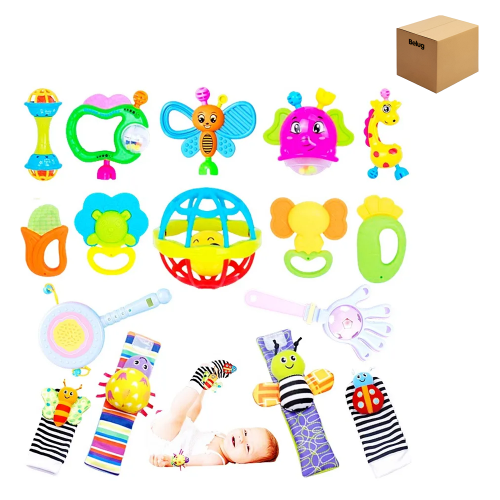 Foto 2 pulgar | Sonajas Para Bebe Calcetines Juguetes Estimulación, Kit 16pcs Belug, Multicolor