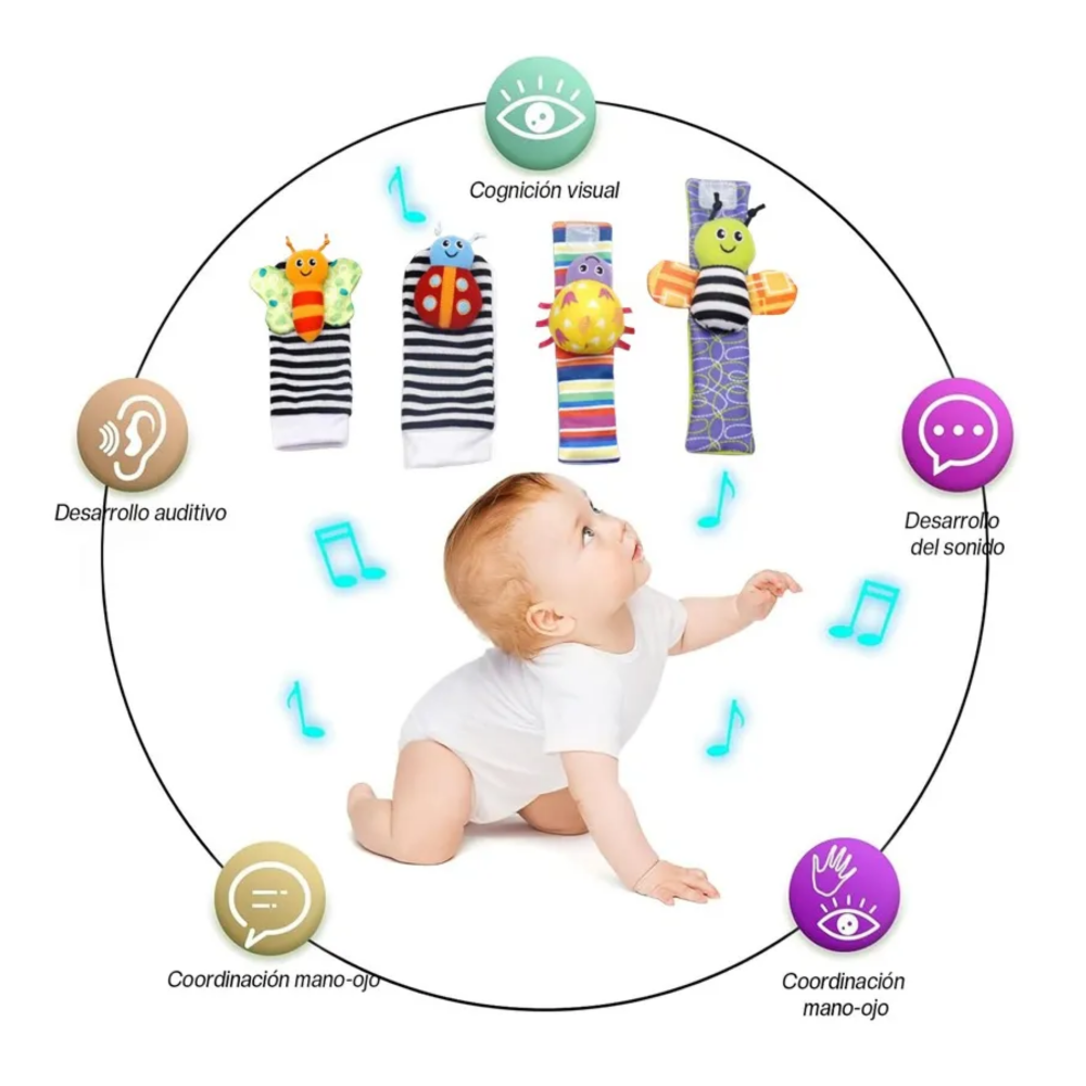 Foto 4 pulgar | Sonajas Para Bebe Calcetines Juguetes Estimulación, Kit 16pcs Belug, Multicolor