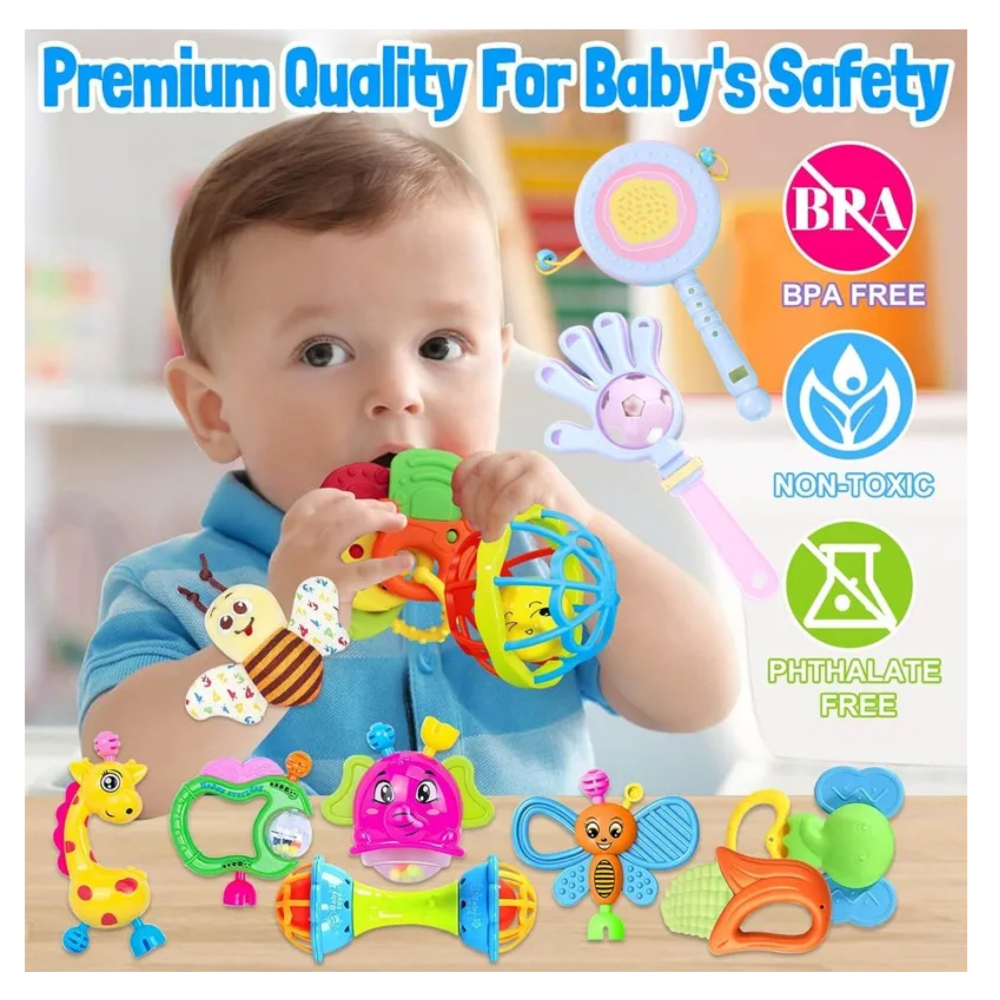 Foto 6 pulgar | Sonajas Para Bebe Calcetines Juguetes Estimulación, Kit 16pcs Belug, Multicolor