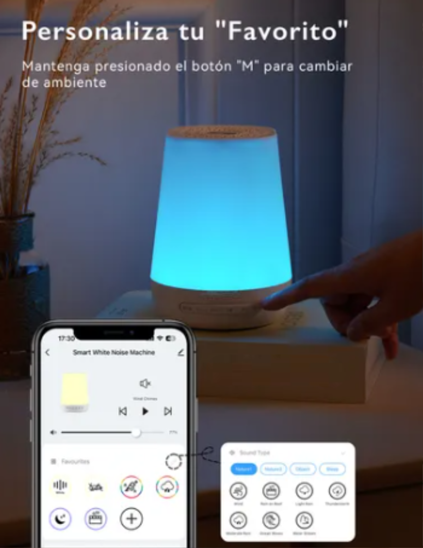 Foto 5 pulgar | Xtellar Máquina De Sonidos Para Dormir Al Bebé Adultos, 34 Sonidos Para Dormir Y Luz Nocturna Con Control Por App Máq