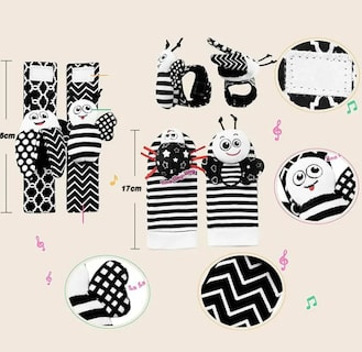 Foto 2 | Kit Xtellar De Juguetes Sensoriales Para Bebé, Conjunto De Maracas Y Calcetines Estimulantes Blanco Y Negro
