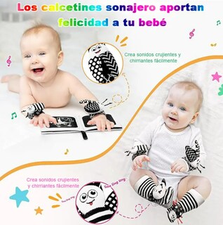 Foto 3 | Kit Xtellar De Juguetes Sensoriales Para Bebé, Conjunto De Maracas Y Calcetines Estimulantes Blanco Y Negro