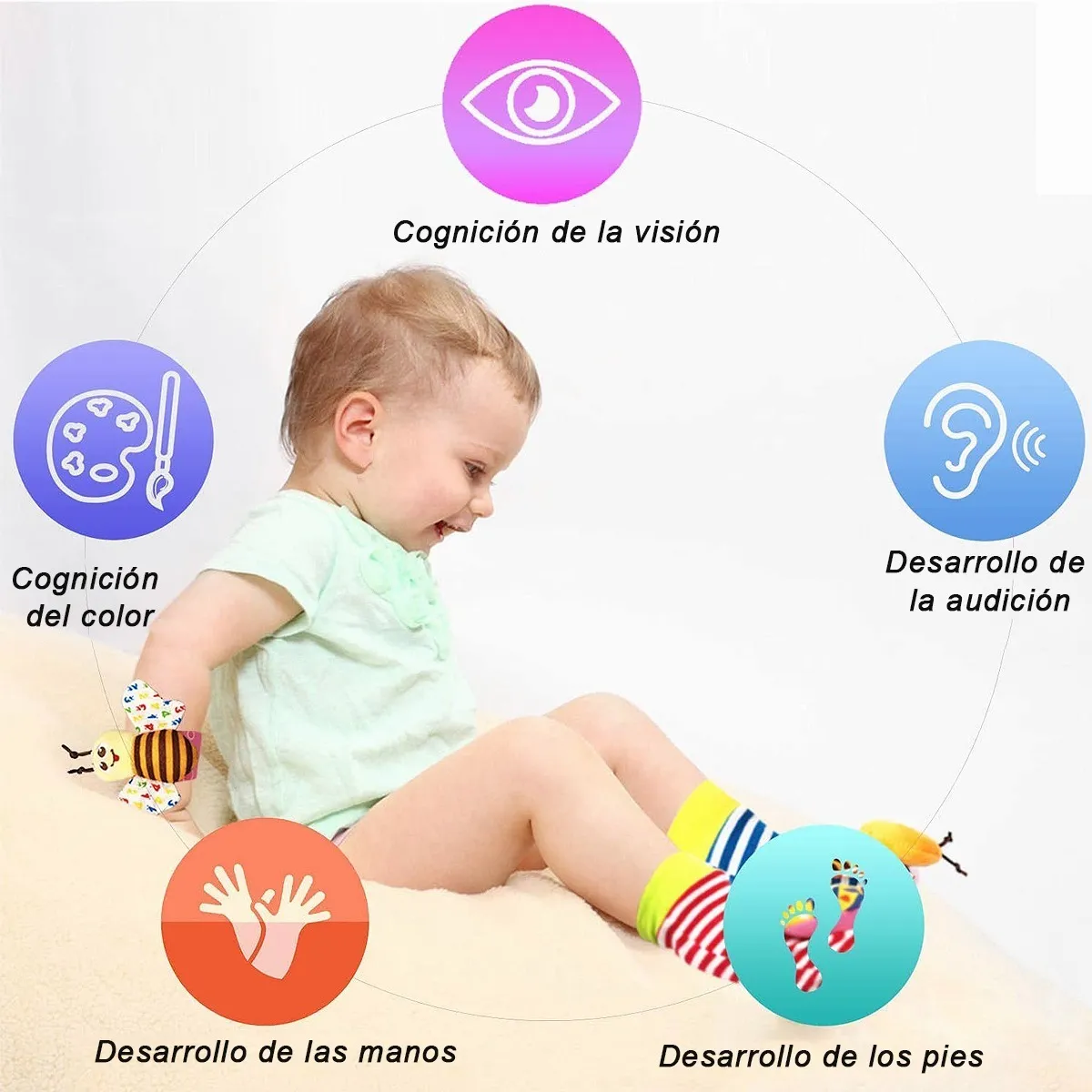 Foto 3 pulgar | Sonajas para Bebé para Pies y Manos 4 Piezas