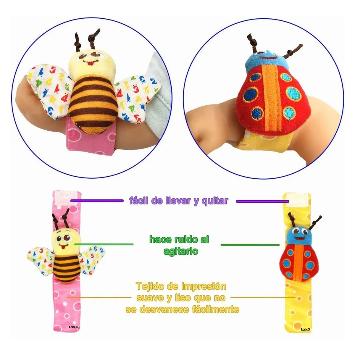 Foto 6 pulgar | Sonajas para Bebé para Pies y Manos 4 Piezas