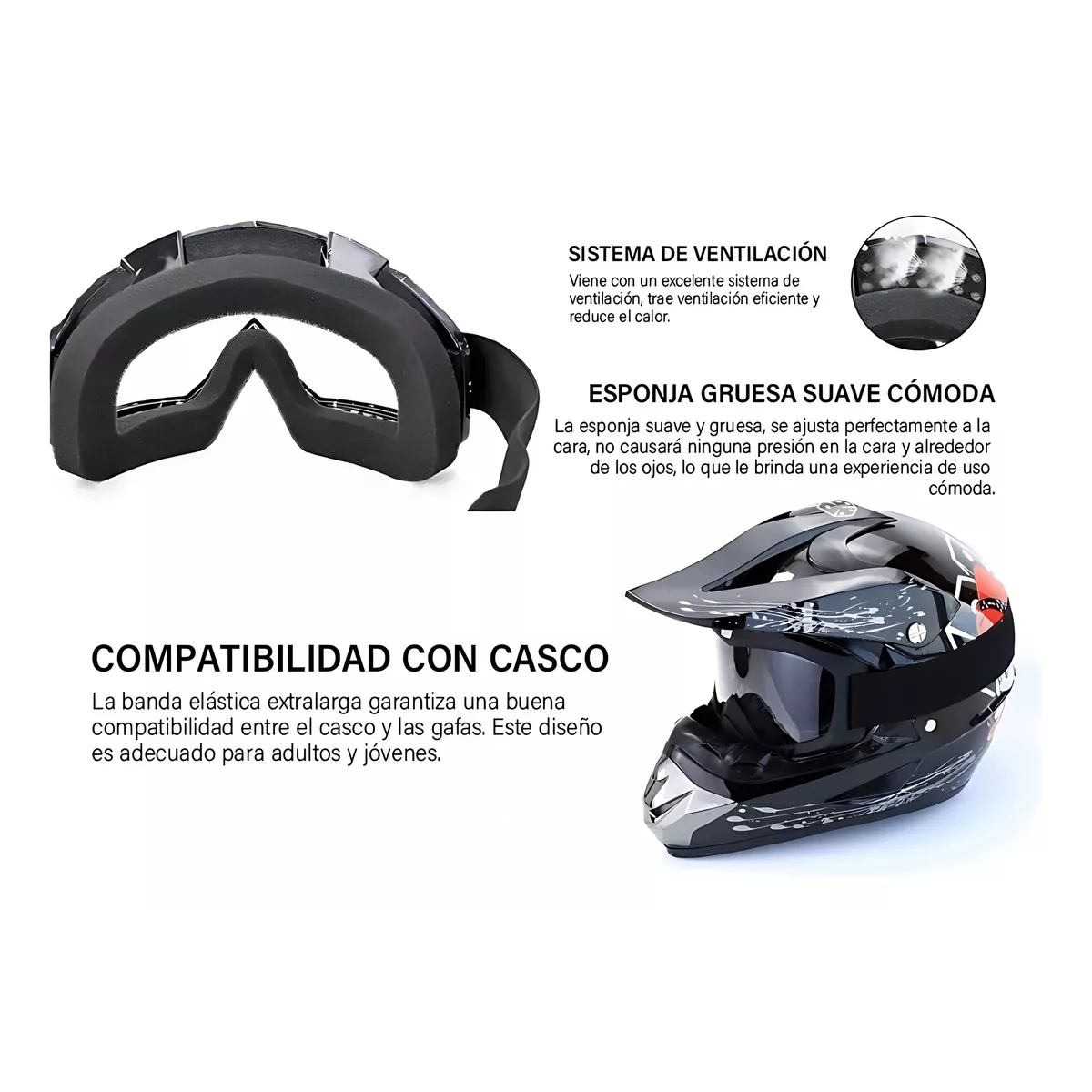 Foto 4 | Gafas De Esquí Tacticos Anti Niebla Eo Safe Imports Esi-18389 Negro