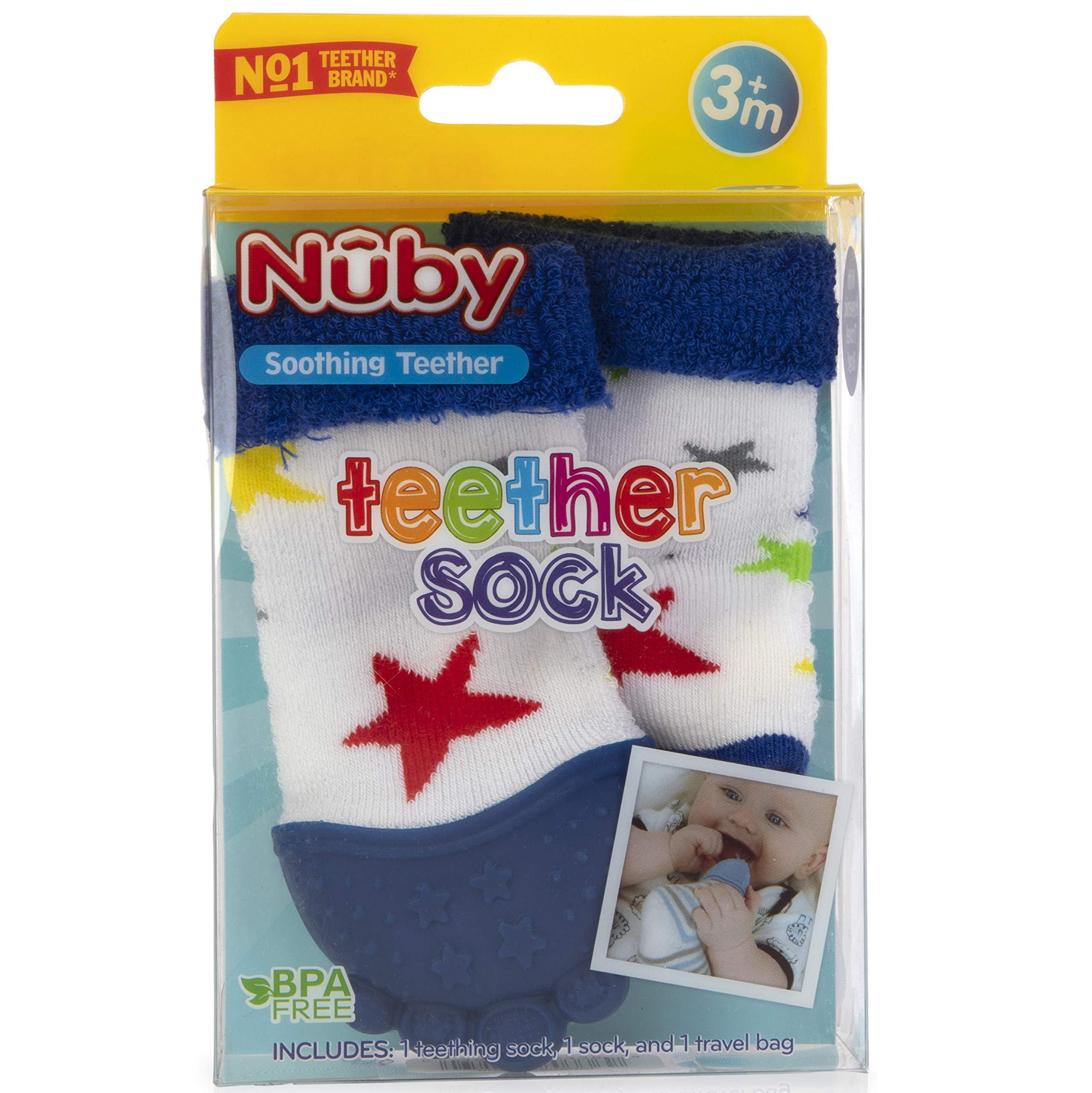 Foto 6 pulgar | Calcetín Mordedera Nuby Blue Stars Talla 5 - Venta Internacional