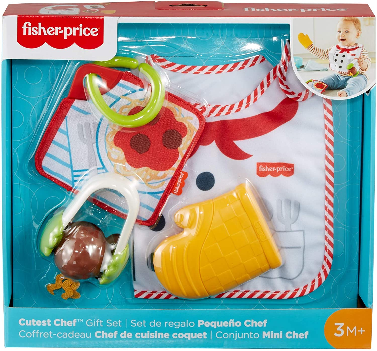 Foto 7 pulgar | Set De Juguetes Fisher-price Cutest Chef Con Babero Y Mordedor Para Más De 3 Meses - Venta Internacional.