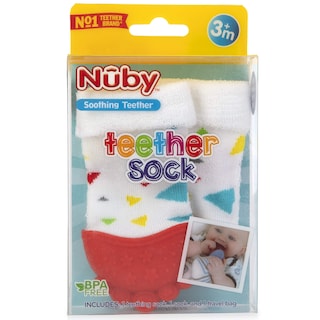Foto 5 | Calcetín Teether Nuby con Triángulos Rojos Relajantes - Venta Internacional