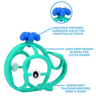 Foto 4 | Calmante de Silicona Teether Nuby Chewy Chums para Mayores de 3 Meses Diseño de Ballena - Venta Internacional
