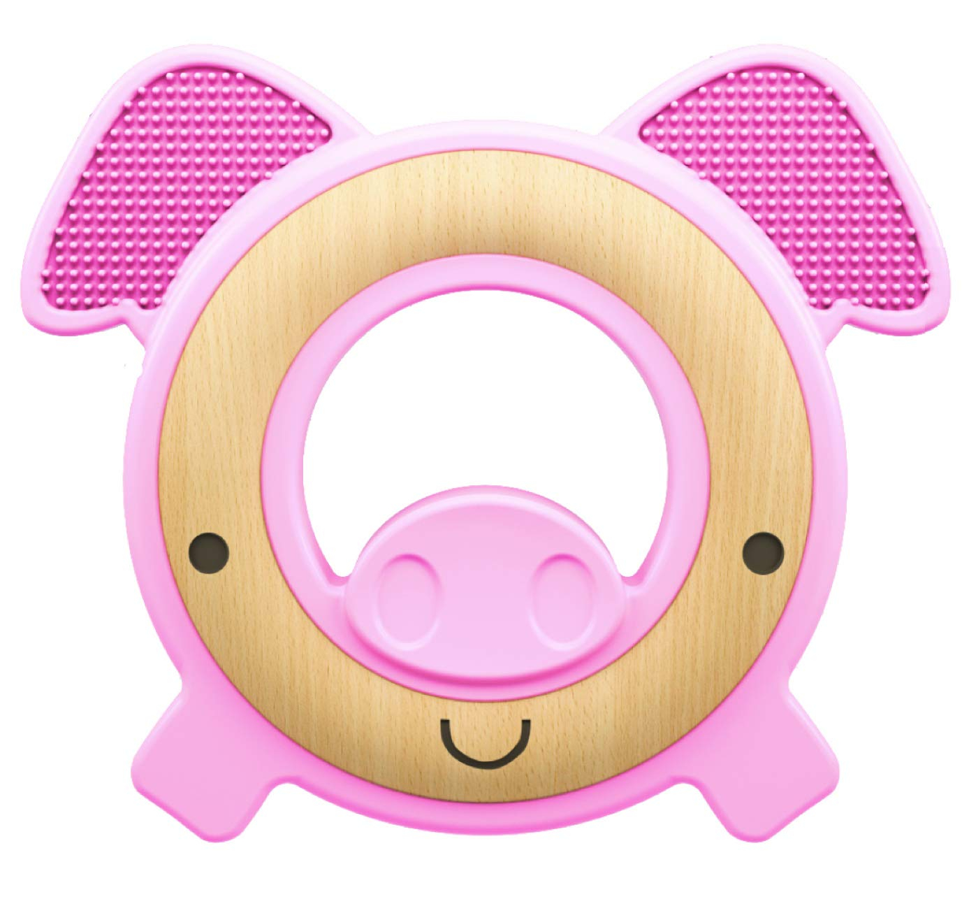 Cerdo Teether Nuby De Madera Natural Y Silicona De Más De 3 M Para Niña - Venta Internacional.