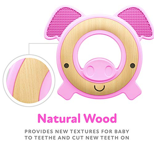 Foto 7 pulgar | Cerdo Teether Nuby De Madera Natural Y Silicona De Más De 3 M Para Niña - Venta Internacional.