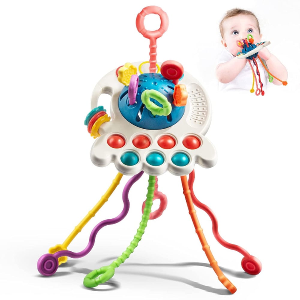 Foto 2 pulgar | Juguete Sensorial Montessori Teether 4 en 1 para Baby Blue - Venta Internacional