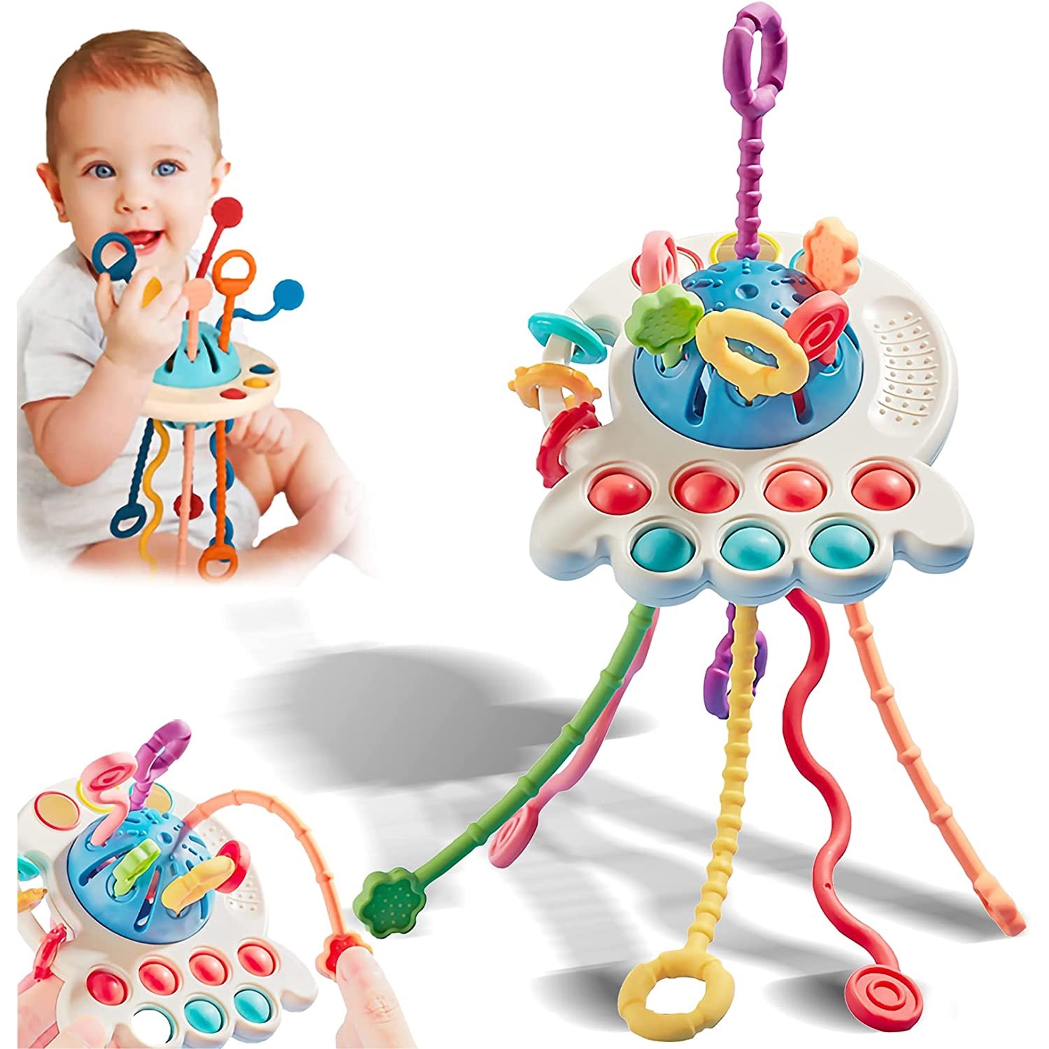Foto 3 pulgar | Juguete Sensorial Montessori Teether 4 en 1 para Baby Blue - Venta Internacional