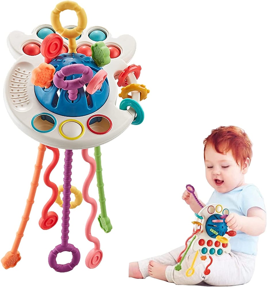 Foto 4 pulgar | Juguete Sensorial Montessori Teether 4 en 1 para Baby Blue - Venta Internacional