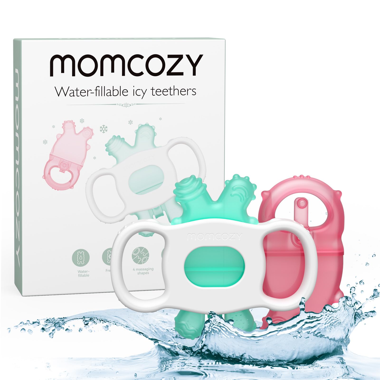 Foto 1 | Mordedor En Frío De Silicona Teether Momcozy, Rellenable Con Agua, 2 Unidades - Venta Internacional.