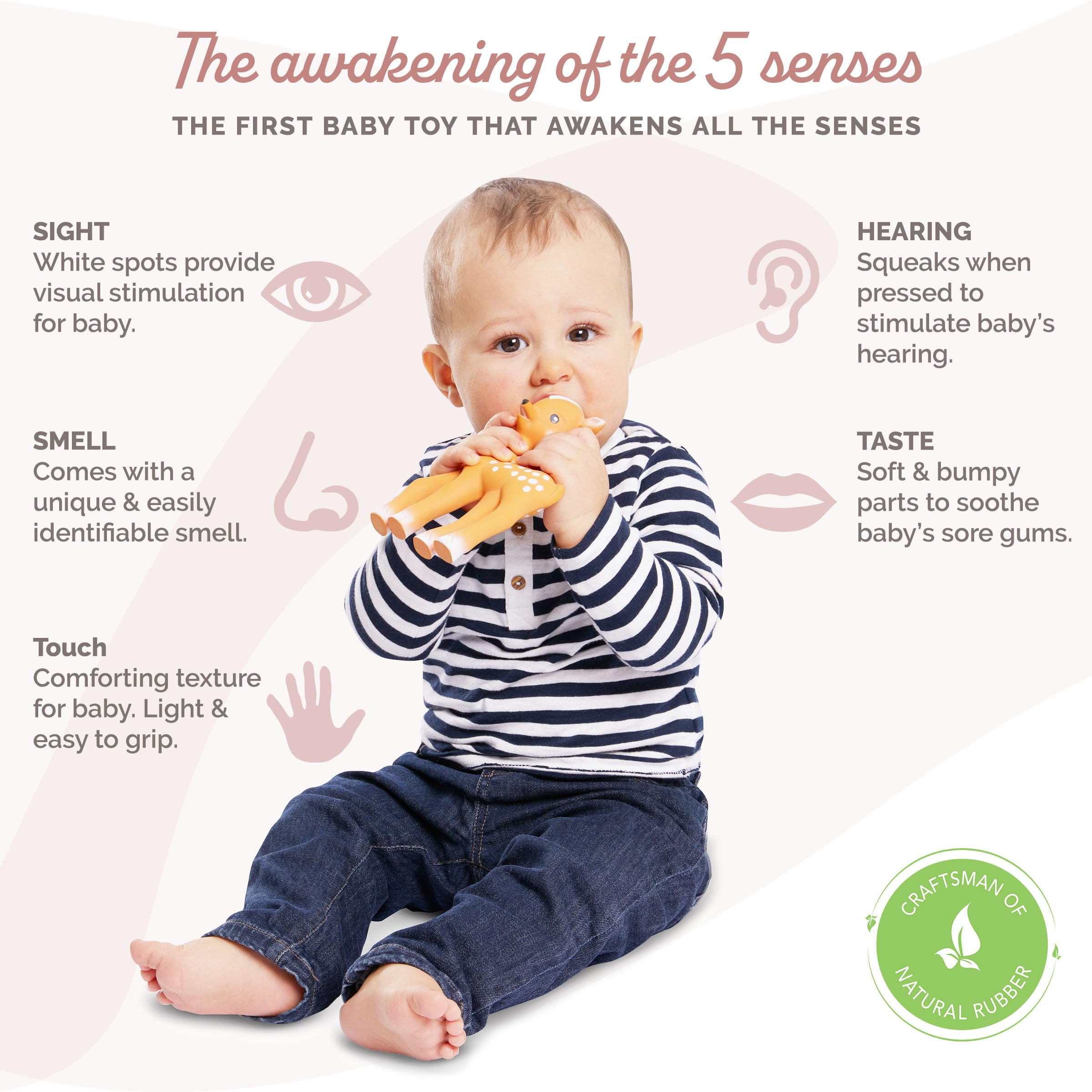 Foto 2 | Teether Sophie La Girafe Fanfan The Fawn Caucho Natural - Venta Internacional.