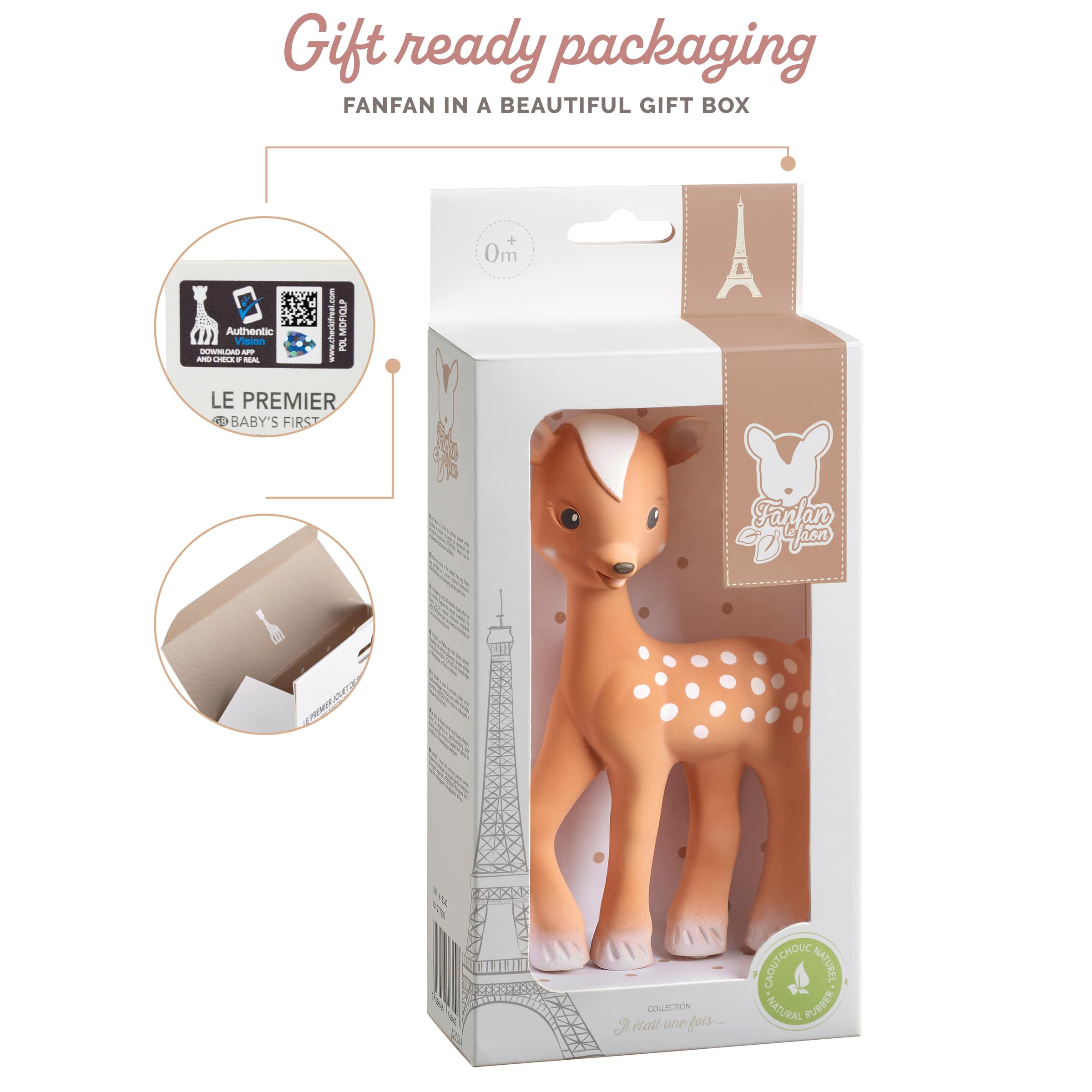 Foto 7 pulgar | Teether Sophie La Girafe Fanfan The Fawn Caucho Natural - Venta Internacional.