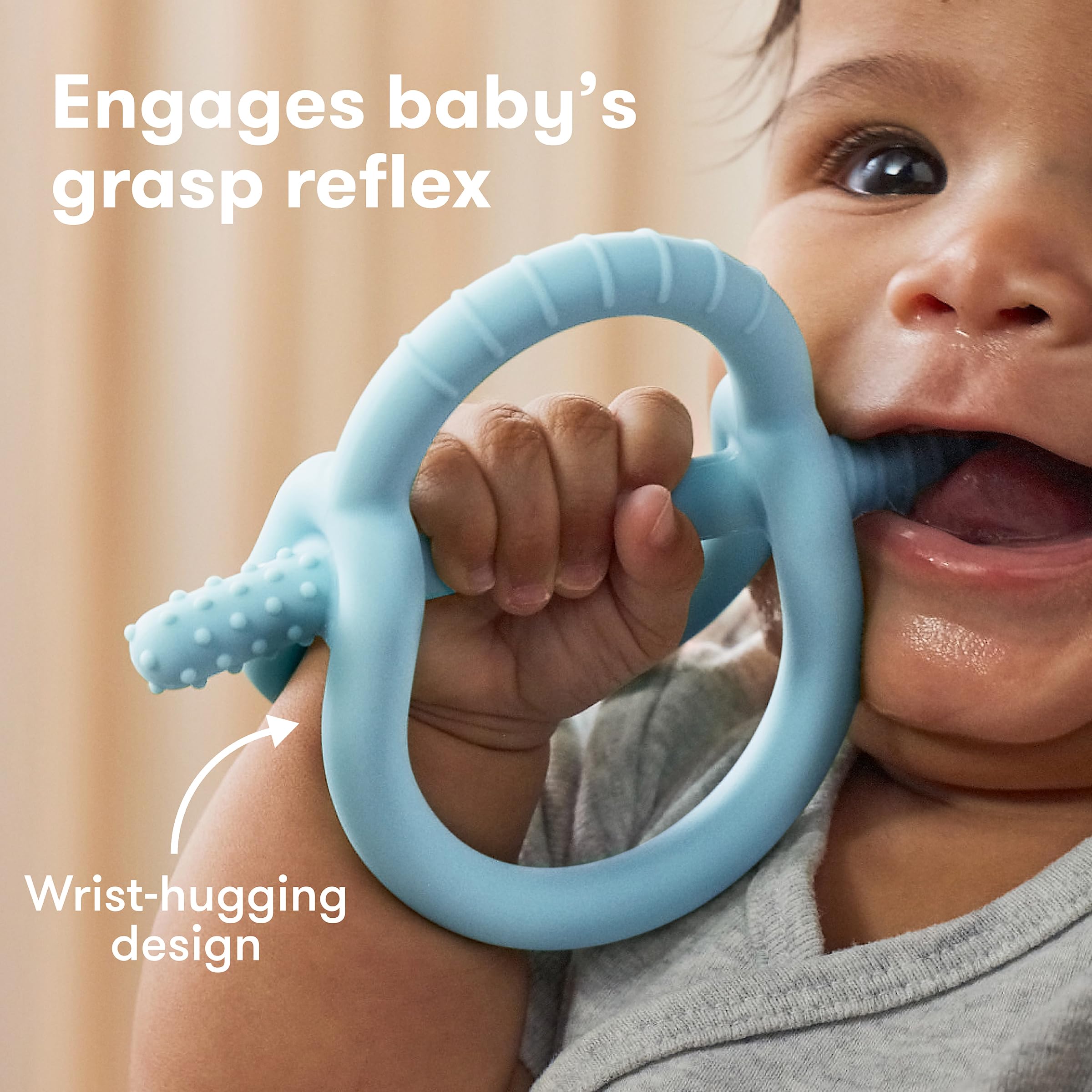 Foto 4 pulgar | Teether Frida Baby Get-a-grip, 100% Silicona Apta Para Uso Alimentario, Color Azul - Venta Internacional.