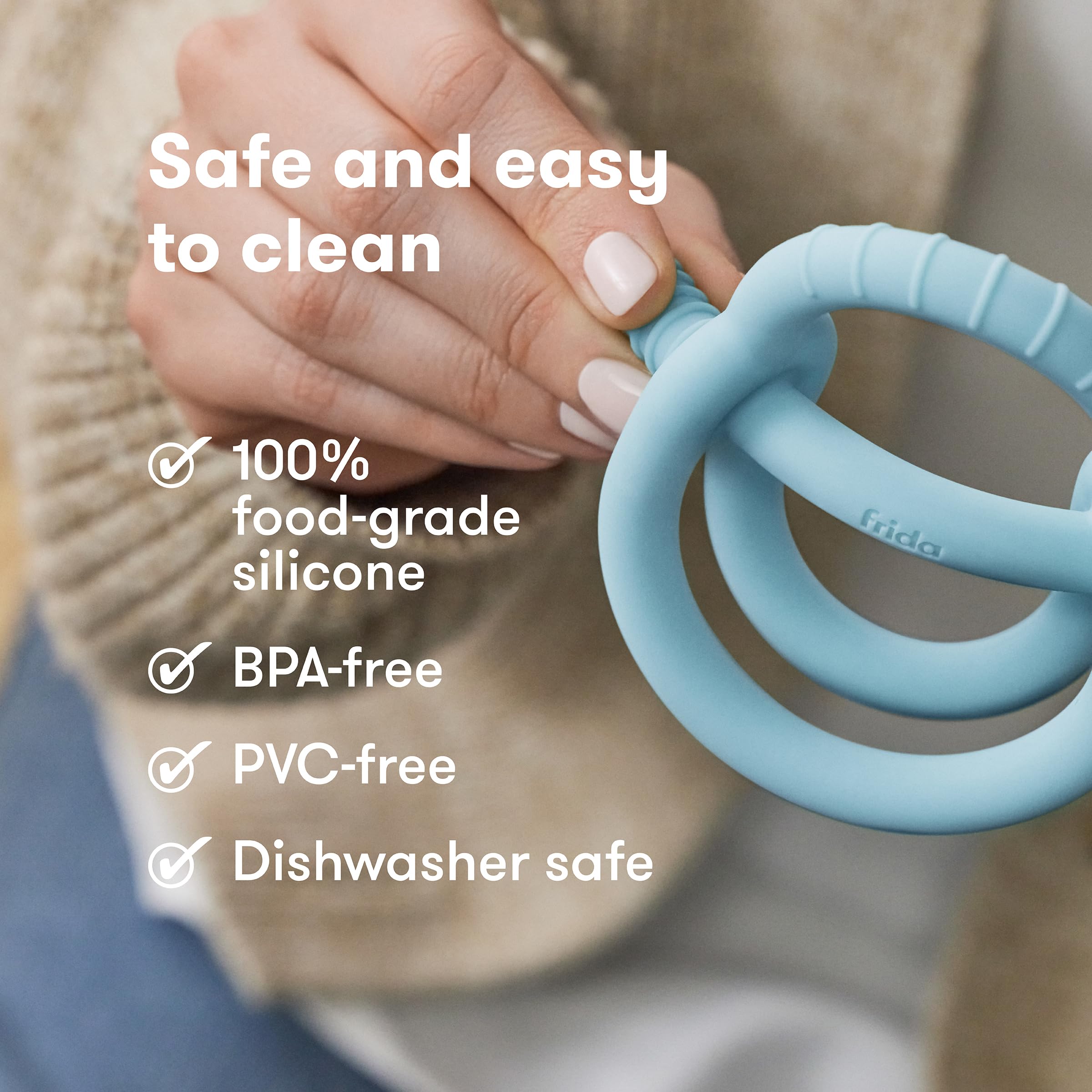 Foto 7 pulgar | Teether Frida Baby Get-a-grip, 100% Silicona Apta Para Uso Alimentario, Color Azul - Venta Internacional.