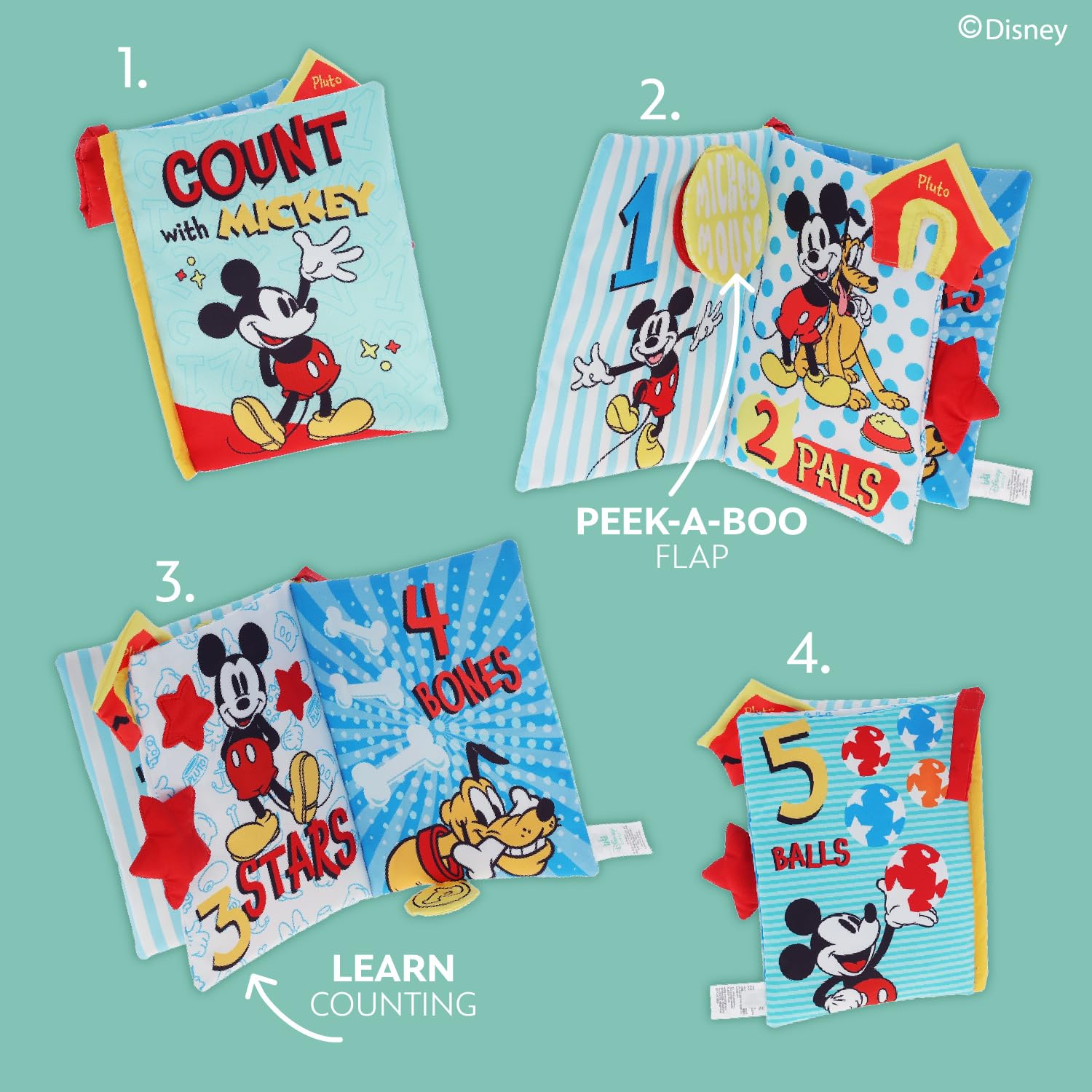 Foto 5 pulgar | Libro Blando Disney Baby Mickey Mouse Con Páginas Arrugadas - Venta Internacional.