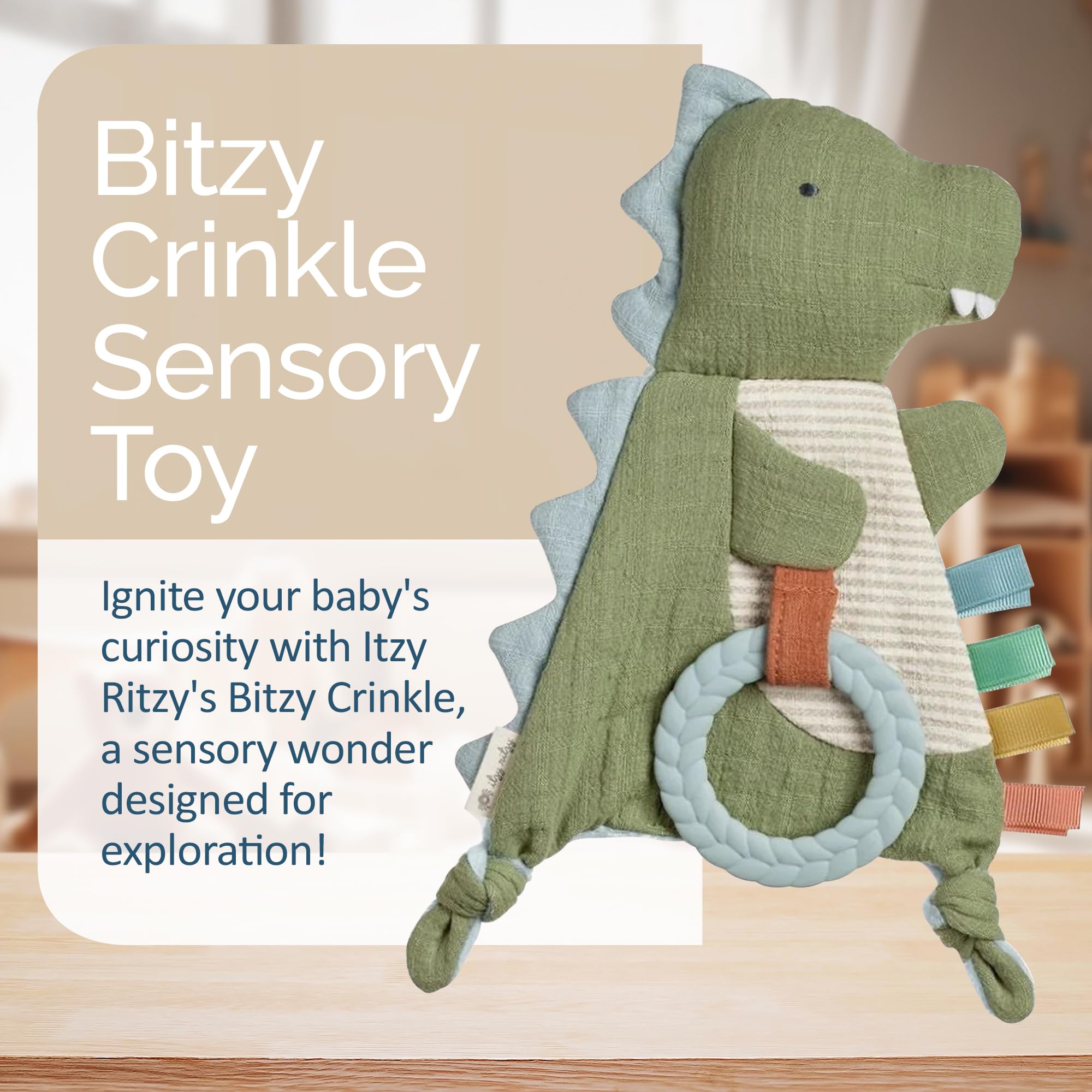 Foto 3 pulgar | Juguete Sensorial Itzy Ritzy Bitzy Crinkle Dinosaur Para Bebés - Venta Internacional.