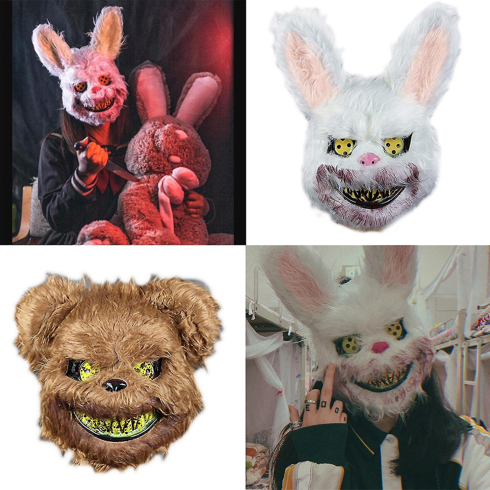 Foto 5 pulgar | Venta Internacional - Máscara de Conejito de Halloween de Peluche con Diseño Realista