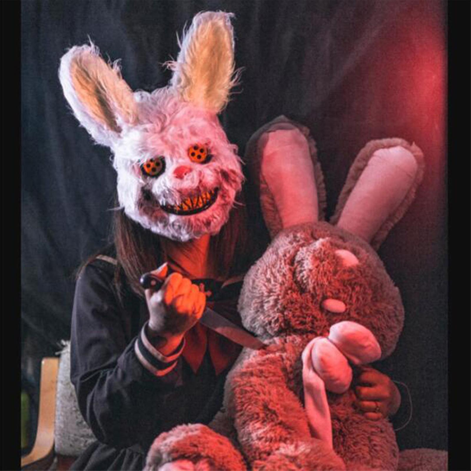 Foto 6 pulgar | Venta Internacional - Máscara de Conejito de Halloween de Peluche con Diseño Realista
