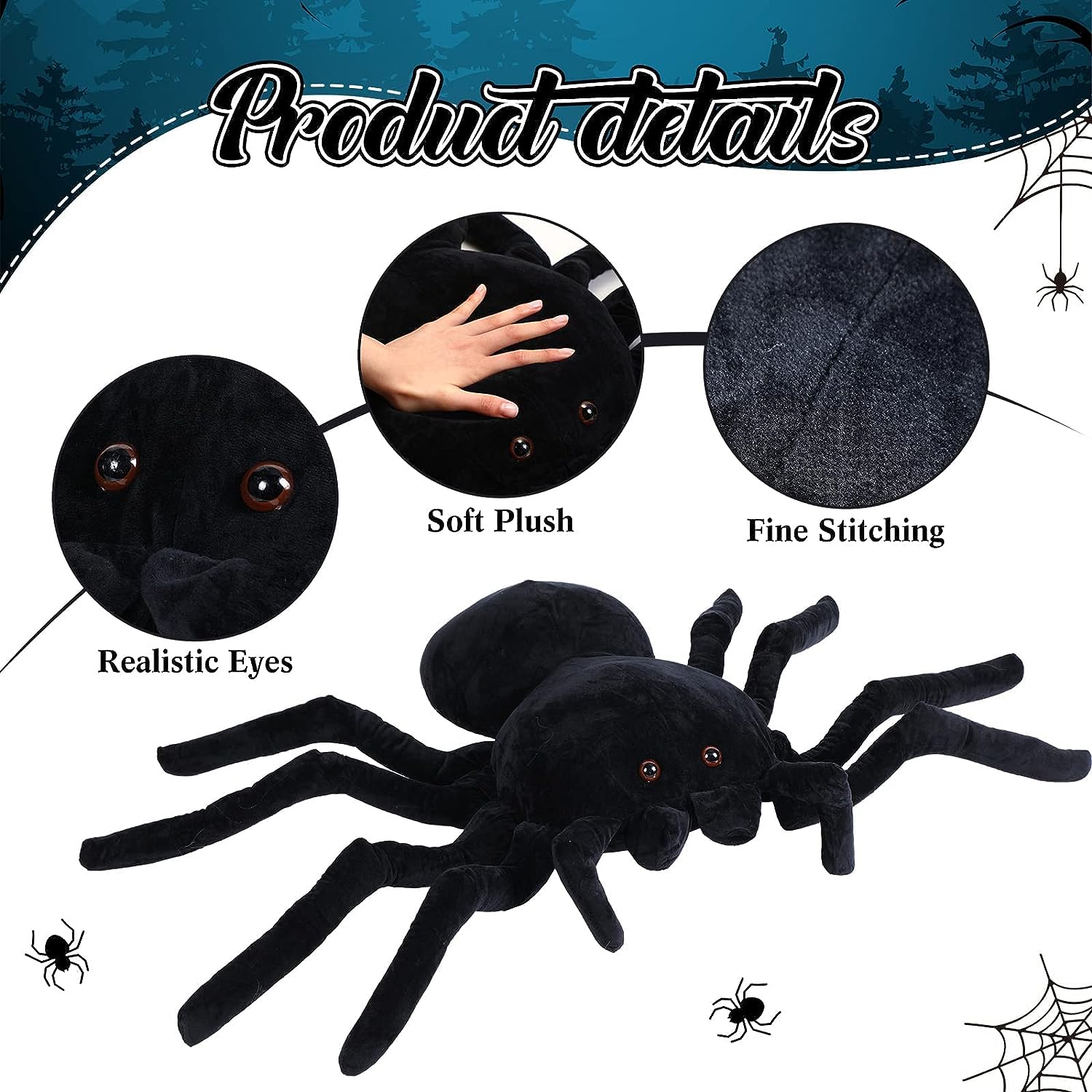 Foto 4 pulgar | Venta Internacional - Araña de Peluche Jieyou Negra 40 cm