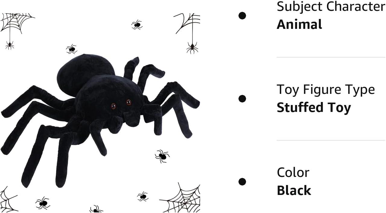 Foto 8 pulgar | Venta Internacional - Araña de Peluche Jieyou Negra 40 cm