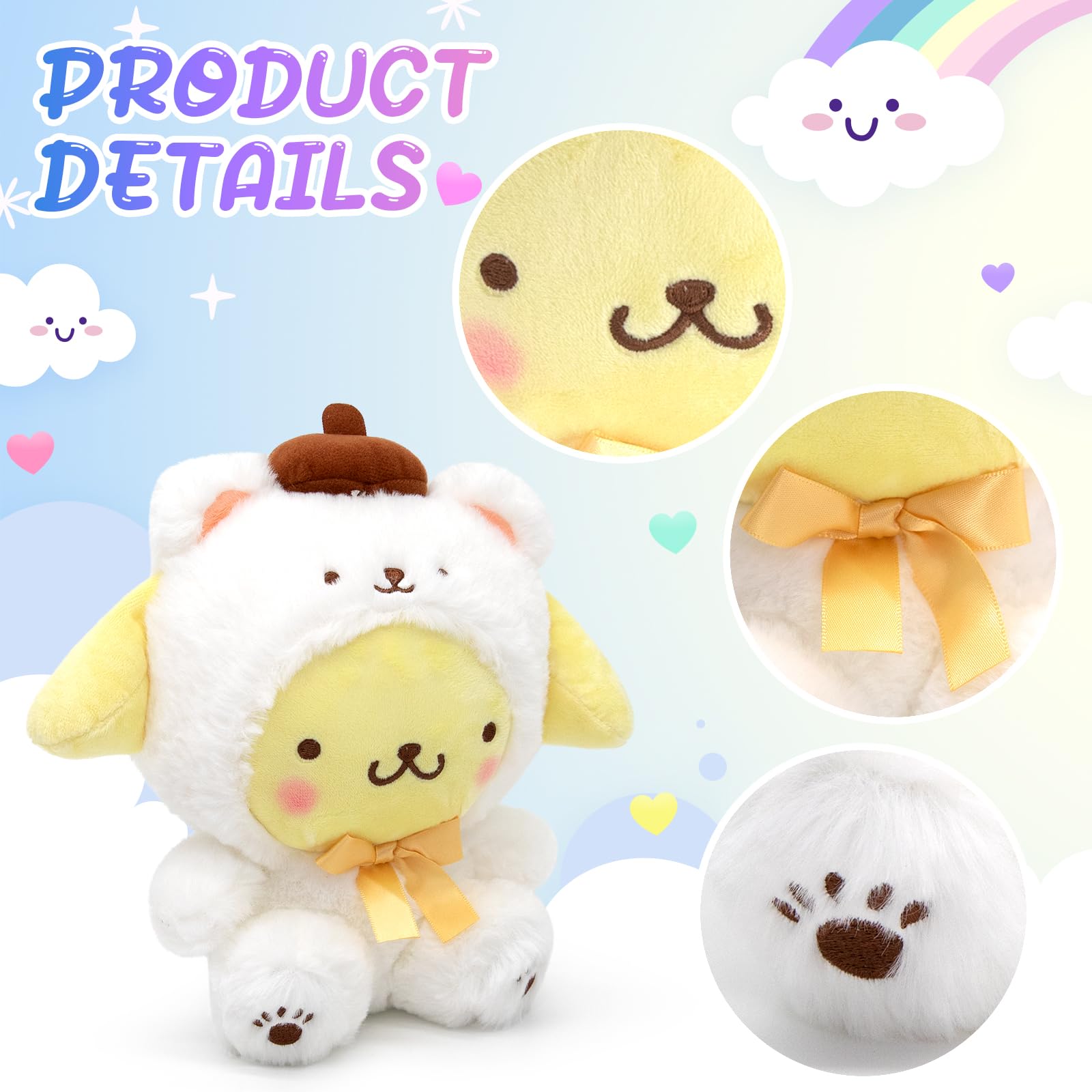 Foto 4 | Muñeca De Peluche Maikerry Pompompurin, 20 Cm, Anime, Peluche, Color Amarillo - Venta Internacional.