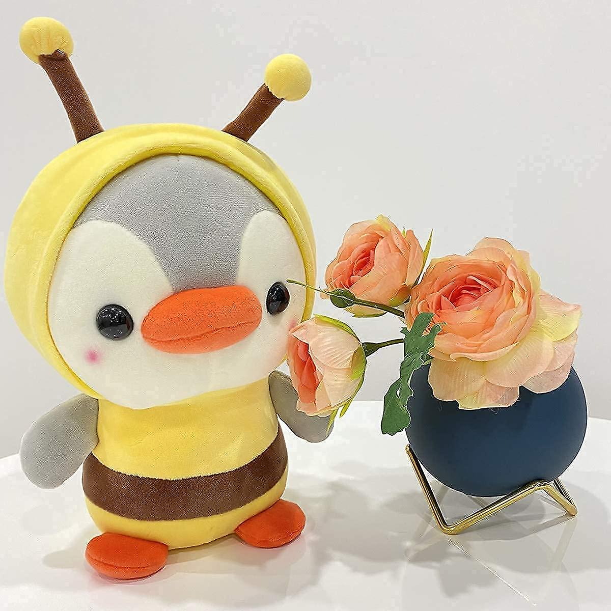 Almohada De Peluche Con Forma De Pingüino Y Abeja De 25 Cm - Venta Internacional.