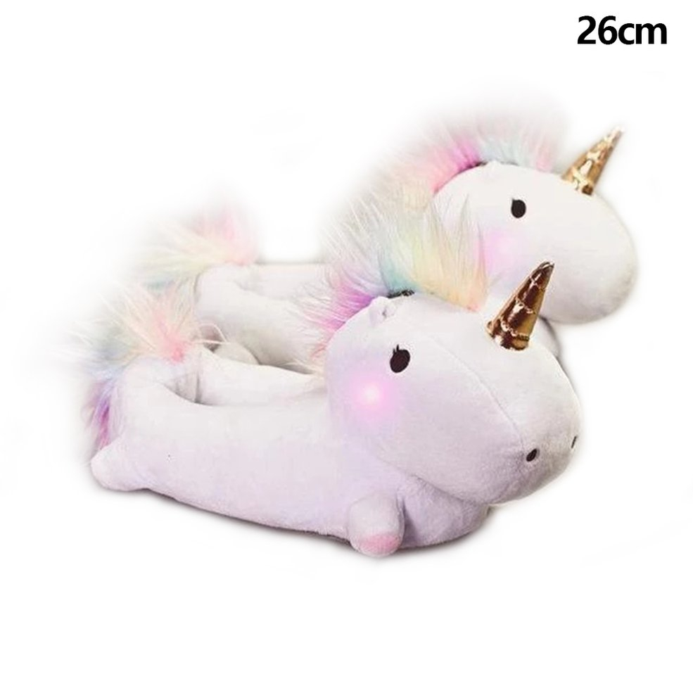 Zapatillas Cálidas De Felpa De Unicornio Con Luces Led Con Dibujos Animados De Invierno - Venta Internacional.