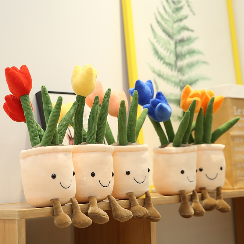 Foto 5 pulgar | Maceta De Peluche Con Forma De Tulipán, Simulación Realista, 35 Cm - Venta Internacional.