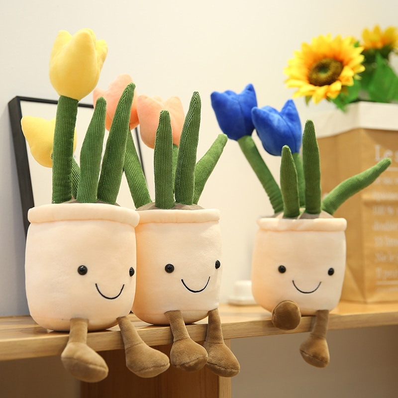 Foto 4 pulgar | Muñeca De Peluche Sweet Mu Cheng Con Dibujos Animados De Tulipanes En Maceta, 35 Cm - Venta Internacional.