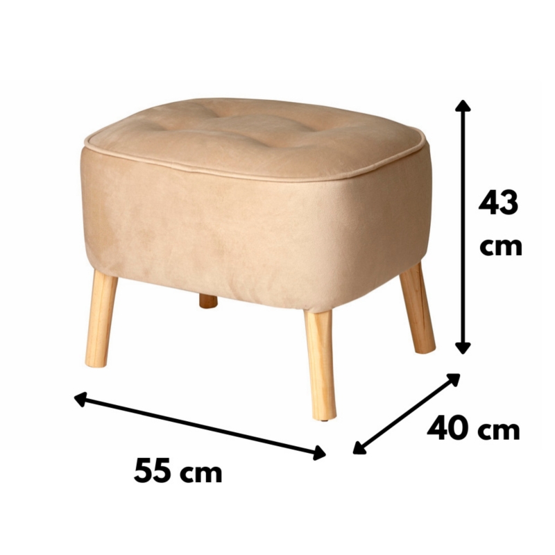 Foto 6 pulgar | Puf Maximum Design De Felpa Beige De 55 X 45 X 45 Cm - Venta Internacional.