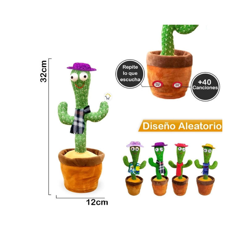 Foto 3 pulgar | Juguete Musical De Peluche Con Forma De Cactus Bailarin Imita - Venta Internacional.