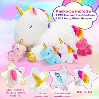 Foto 3 | Peluche Mamá Unicornio con 4 Unicornios Bebés para Niñas - Venta Internacional